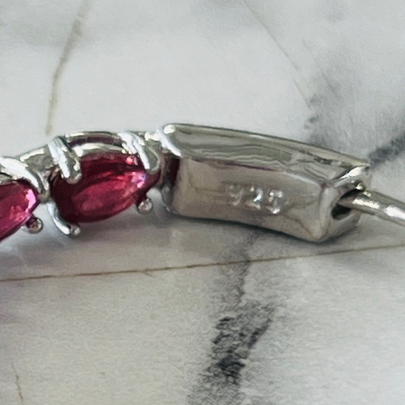 TIME FOR XMAS! Genuine Ruby Inside/Outside Hoops. Rhodium over 925 S.Silver - Picture 4 of 6